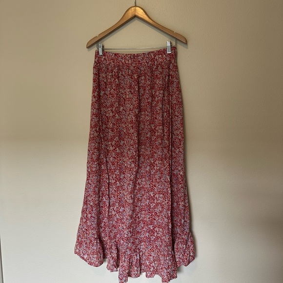 NWT ABERCROMBIE & FITCH Floral Red High/Low Maxi Skirt - Picture 3 of 4